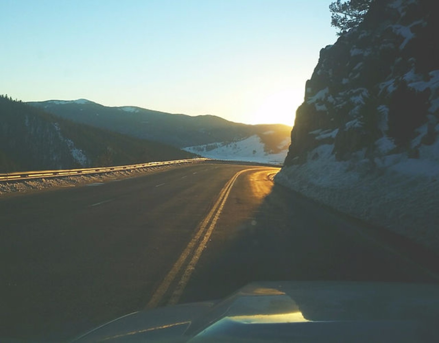 Colorado mountain road at sunrise